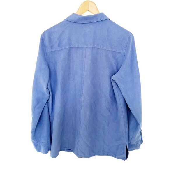 Cotton Ginny Blue Sueded Button Down Shirt - Picture 2 of 6